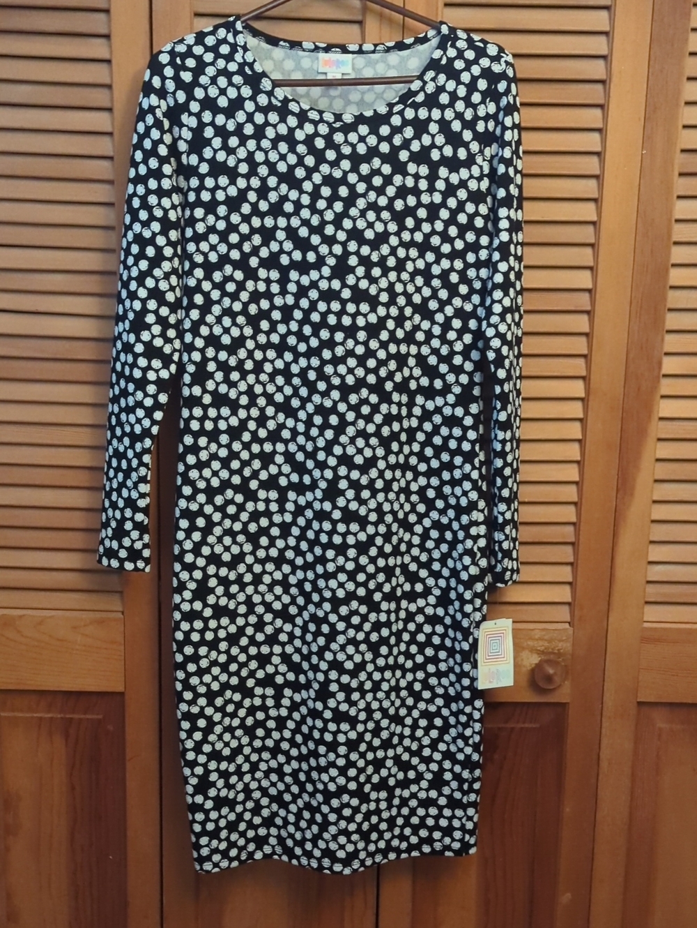Lularoe Black and White Dot Long Sleeve Dress NWT